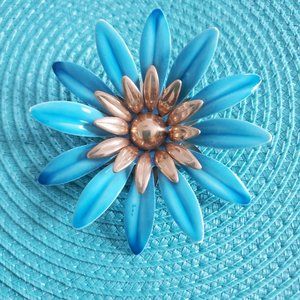 Vintage Sarah Coventry Aqua Daisy Brooch